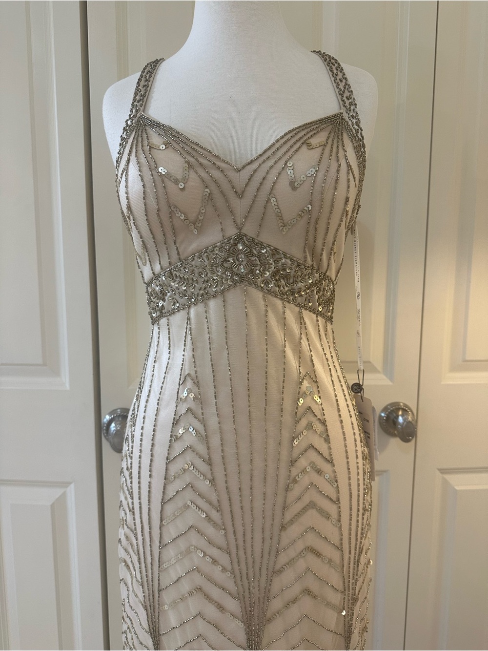 Sue Wong Gold Beaded sequin Mini Dress - Picture 3 of 8